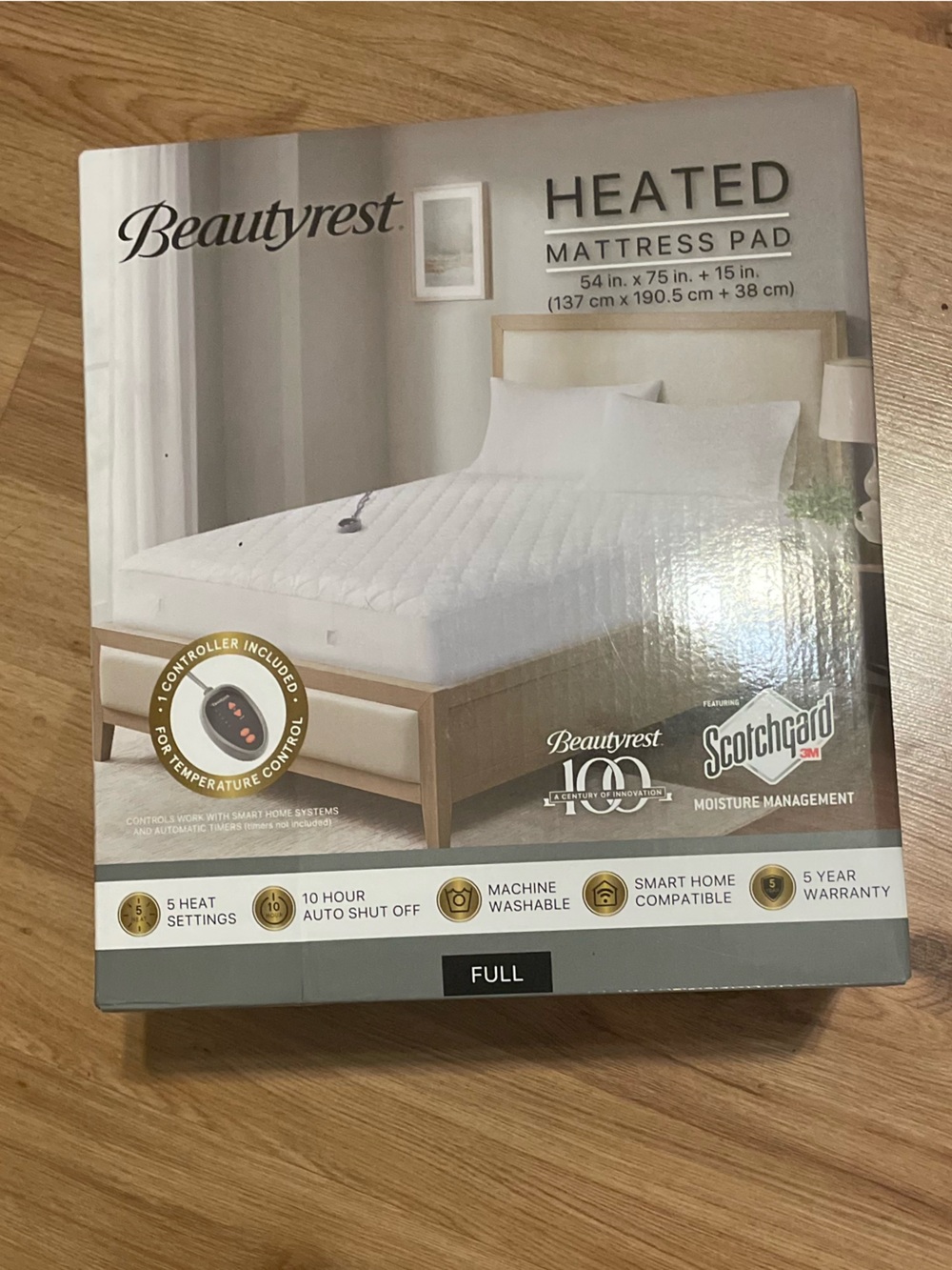 Beautyrest Heated Mattress Pad Full - White 5 heat setting 10 hours of heat New
